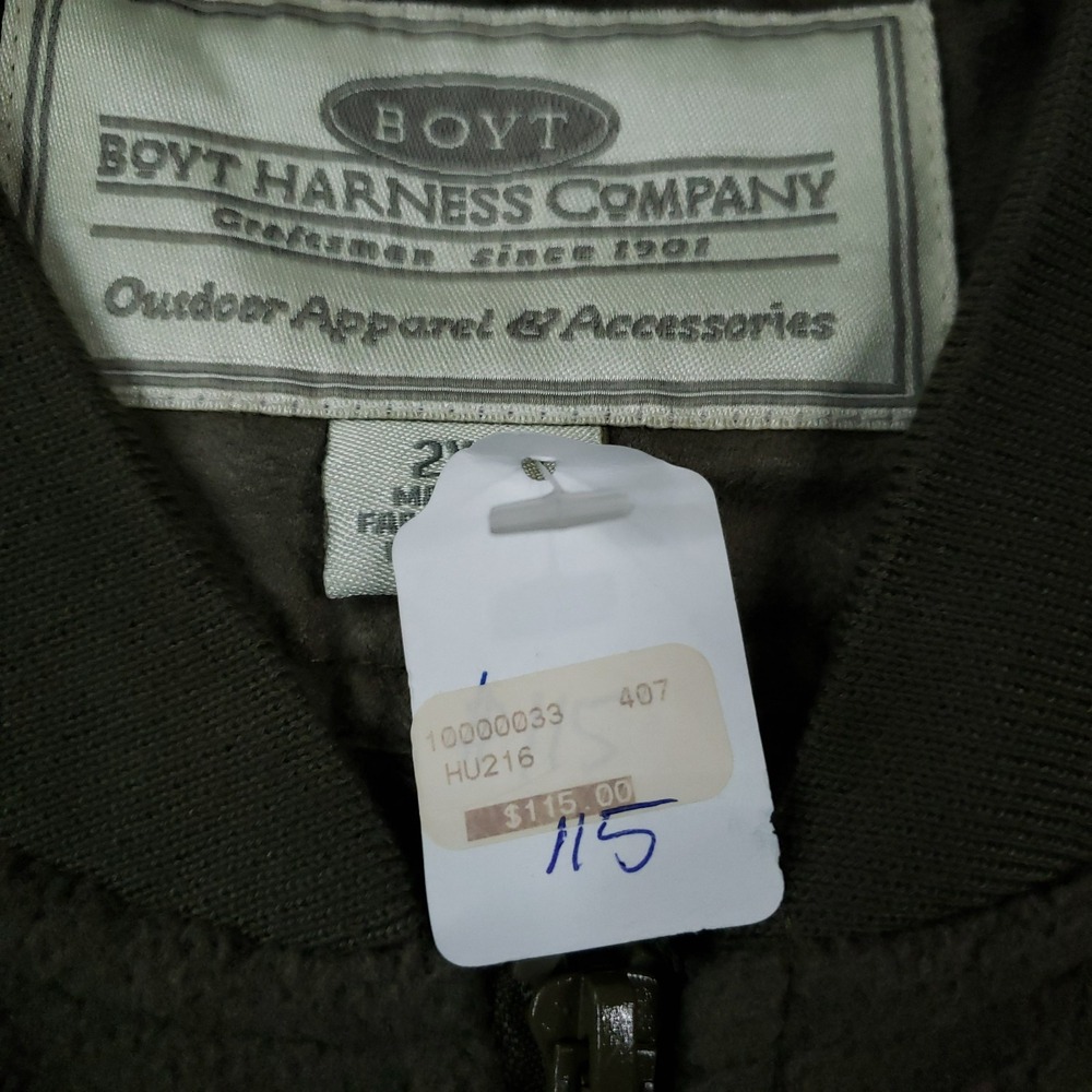 Boyt Harness Company Vest Men 2XL‎ Green Fleece Full Zip Shoulder Patch Shooting - Picture 6 of 12